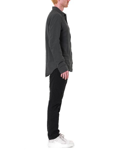 TAICHI MURAKAMI Men Displacement Inside Shirt Herren Hemd cotton dark grey hide m 4