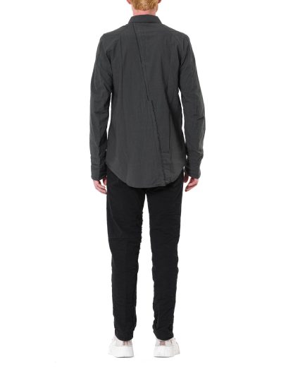 TAICHI MURAKAMI Men Displacement Inside Shirt Herren Hemd cotton dark grey hide m 5