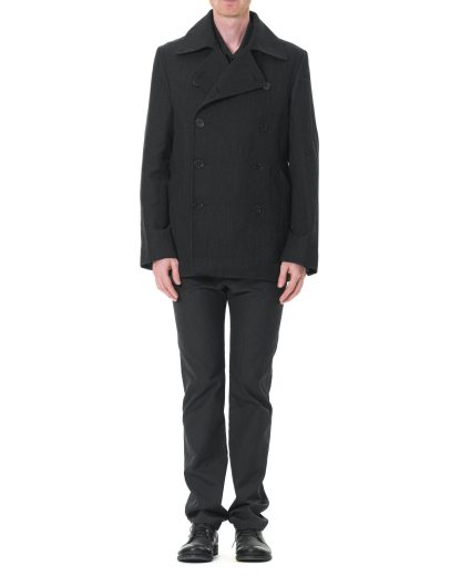 KANG MC 003 LY LIWO Layer Vent Peacoat Coat Herren Jacke Mantel lana wool cotton off black hide m 4