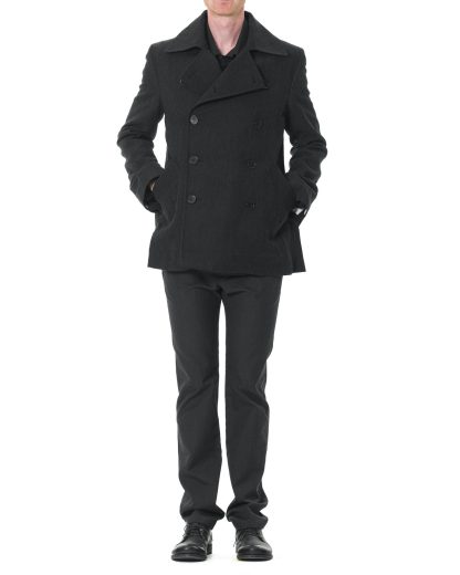 KANG MC 003 LY LIWO Layer Vent Peacoat Coat Herren Jacke Mantel lana wool cotton off black hide m 5