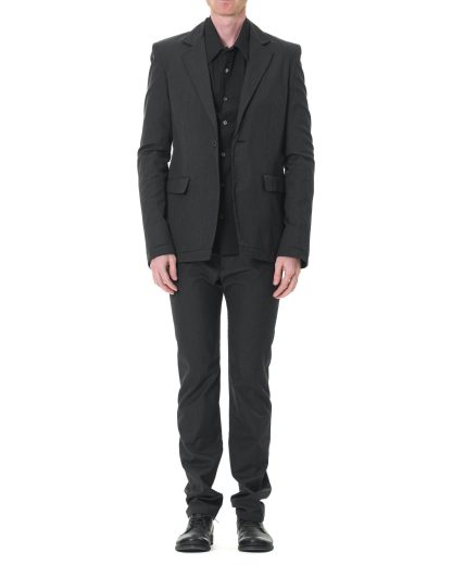 KANG MJ 001 MO SILCO Men Modular Hem Jacket Herren Blazer Jacke silk cotton dark grey hide m 3