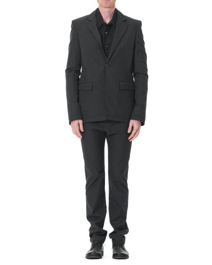 KANG MJ 001 MO SILCO Men Modular Hem Jacket Herren Blazer Jacke silk cotton dark grey hide m 4