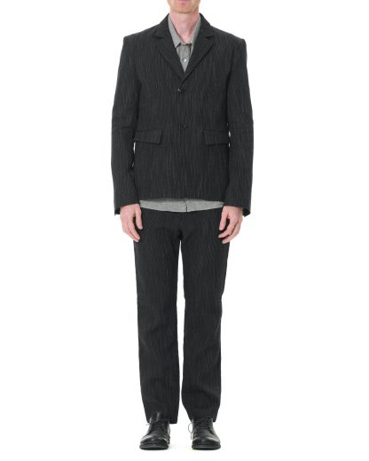 KANG MJ 002 LY WOLIVIST Men Lined 2 Button Side Vent Fitted Jacket Herren Blazer Jacke linen wool black hide m 4
