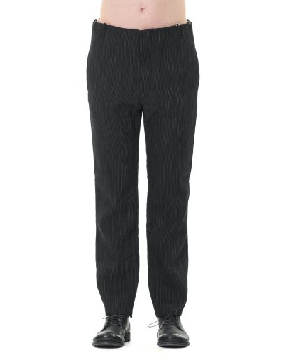 KANG MP 006 WOLIVIST Men Straight Fit Low Crotch Pants Herren Hose Trousers linen wool black hide m 3