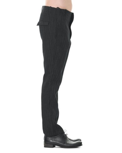 KANG MP 006 WOLIVIST Men Straight Fit Low Crotch Pants Herren Hose Trousers linen wool black hide m 4