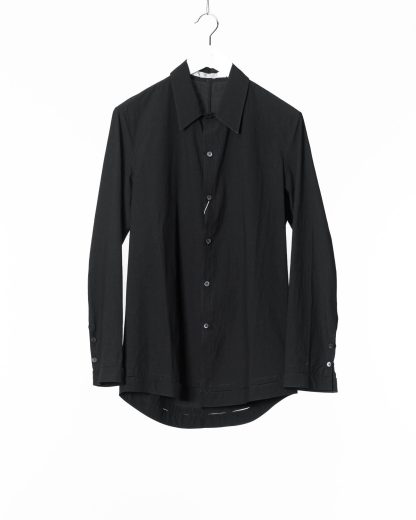 KANG MSHR 003 HN COWA Men High Neck Hand Stitched Hem Border Relaxed Fit Shirt Herren Hemd cotton black hide m 11