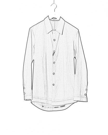 KANG MSHR 003 HN COWA Men High Neck Hand Stitched Hem Border Relaxed Fit Shirt Herren Hemd cotton black hide m 12