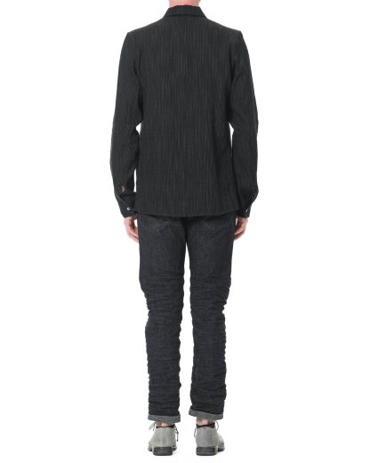 KANG MSHR 005 WOLIVIST Men Relaxed Fit Shirt Herren Hemd linen wool black hide m 5