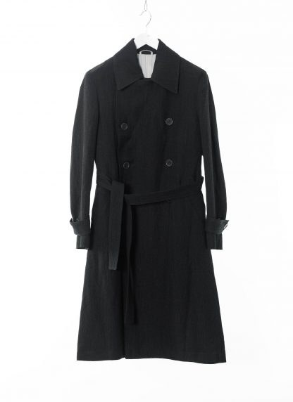 KANG MWC 004 L UN LIWO Lined Detacheble Strap Trenchcoat Herren Coat Mantel lana wool cotton off black hide m 1