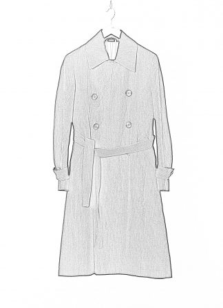 KANG MWC 004 L UN LIWO Lined Detacheble Strap Trenchcoat Herren Coat Mantel lana wool cotton off black hide m 2