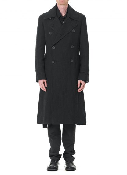 KANG MWC 004 L UN LIWO Lined Detacheble Strap Trenchcoat Herren Coat Mantel lana wool cotton off black hide m 4