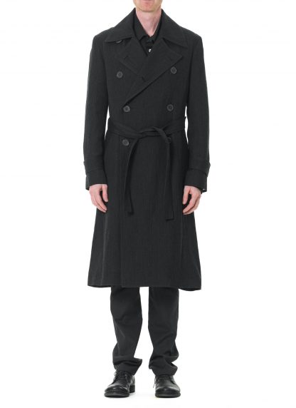 KANG MWC 004 L UN LIWO Lined Detacheble Strap Trenchcoat Herren Coat Mantel lana wool cotton off black hide m 5