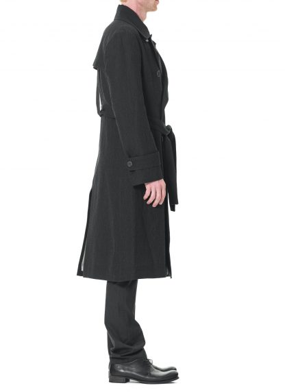 KANG MWC 004 L UN LIWO Lined Detacheble Strap Trenchcoat Herren Coat Mantel lana wool cotton off black hide m 7