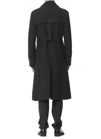 KANG MWC 004 L UN LIWO Lined Detacheble Strap Trenchcoat Herren Coat Mantel lana wool cotton off black hide m 8