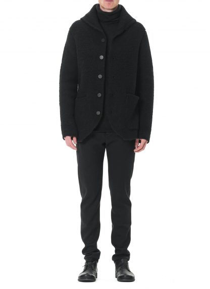 LABEL UNDER CONSTRUCTION Men Scarf Collar Blazer Knitted Jacket Herren Jacke wool angora cashmere black hide m 3