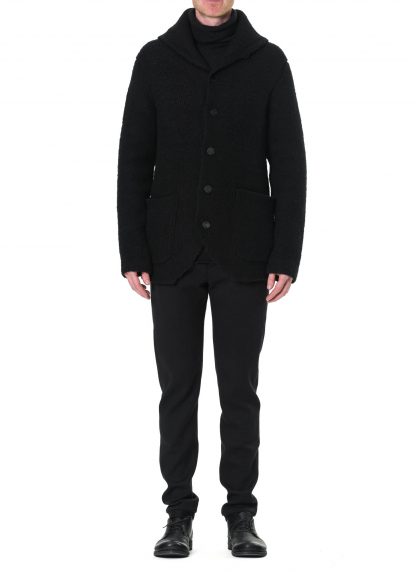 LABEL UNDER CONSTRUCTION Men Scarf Collar Blazer Knitted Jacket Herren Jacke wool angora cashmere black hide m 4