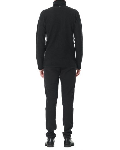 LABEL UNDER CONSTURCTION Men Turtleneck Parabolic Zip Seam Sweater cashmere silk black hide m 5