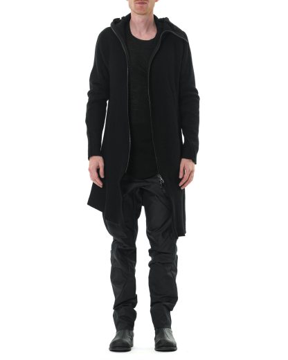 LEON EMANUEL BLANCK DIS M LHOZ 01 Men Distortion Long Hoodie With Zipper merino wool black 3