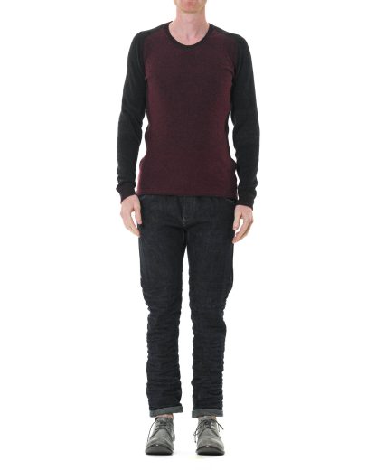 Layer 0 Men Roundneck Sweater 7 Herren Pulli Pullover cashmere silk hemp bordeaux dark grey hide m 3
