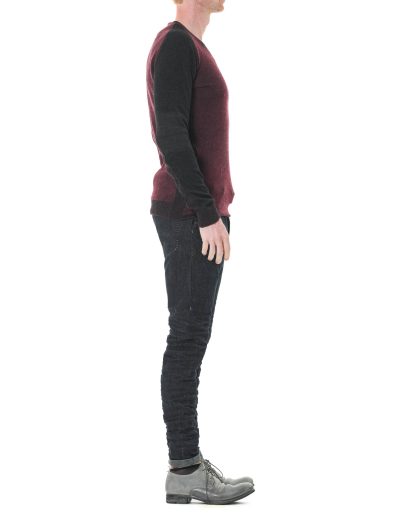 Layer 0 Men Roundneck Sweater 7 Herren Pulli Pullover cashmere silk hemp bordeaux dark grey hide m 4