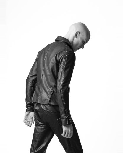 hide-m | M.A+ Silver Crosses Sleeve Diagonal Zip Biker Jacket