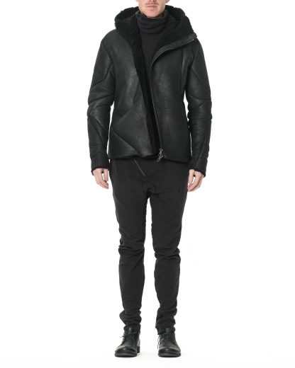 LEON EMANUEL BLANCK DIS M LJHO 02 Men Distortion Hooded L Jacket Herren Jacke merino shearling leather black hide m 3