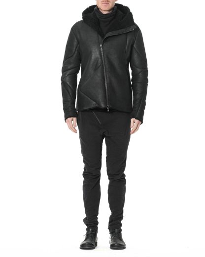 LEON EMANUEL BLANCK DIS M LJHO 02 Men Distortion Hooded L Jacket Herren Jacke merino shearling leather black hide m 4
