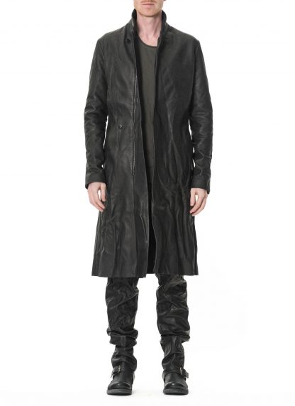 M.A Maurizio Amadei C125Z SY 1.0 Men Vertical Pockets Fitted Coat With Zip Jacket Herren Jacke Mantel cow leather black hide m 3