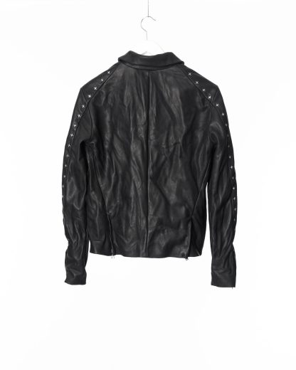 M.A Maurizio Amadei J1S SY 1.0 Men Silver Crosses Sleeve Diagonal Zip Biker Jacket Herren Jacke cow leather black hide m 13