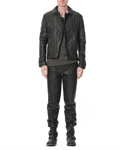 M.A Maurizio Amadei J1S SY 1.0 Men Silver Crosses Sleeve Diagonal Zip Biker Jacket Herren Jacke cow leather black hide m 4