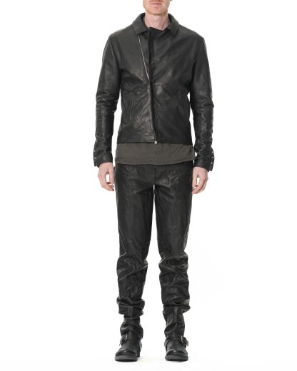 M.A Maurizio Amadei J1S SY 1.0 Men Silver Crosses Sleeve Diagonal Zip Biker Jacket Herren Jacke cow leather black hide m 5