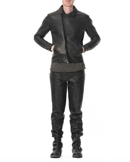 M.A Maurizio Amadei J1S SY 1.0 Men Silver Crosses Sleeve Diagonal Zip Biker Jacket Herren Jacke cow leather black hide m 6