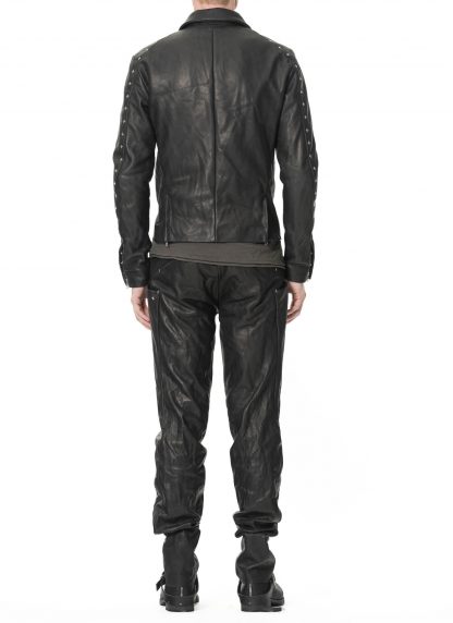 M.A Maurizio Amadei J1S SY 1.0 Men Silver Crosses Sleeve Diagonal Zip Biker Jacket Herren Jacke cow leather black hide m 8