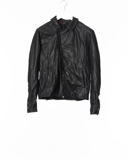 MA Maurizio Amadei J1S SY 1.0 Men Silver Crosses Sleeve Diagonal Zip Biker Jacket Herren Jacke cow leather black hide m 111