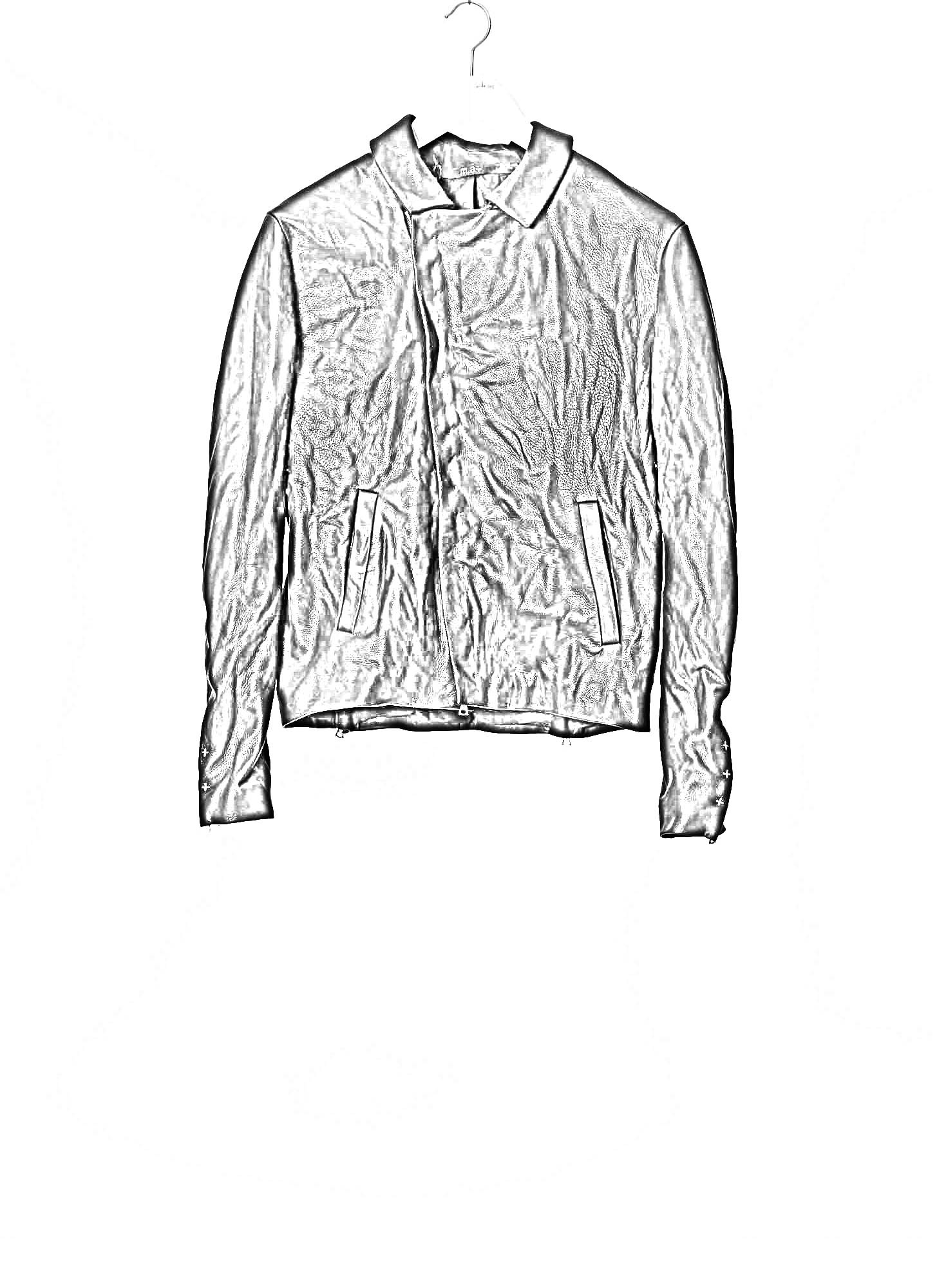 MA Maurizio Amadei J1S SY 1.0 Men Silver Crosses Sleeve Diagonal Zip Biker Jacket Herren Jacke cow leather black hide m 222