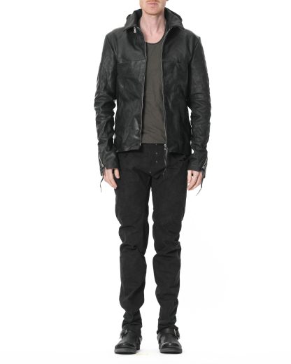 MA Maurizio Amadei J214DZHZ CUF 1.0 Men 4 Pocket Detachable Hood Biker Jacket Herren Jacke horse leather black hide m 3