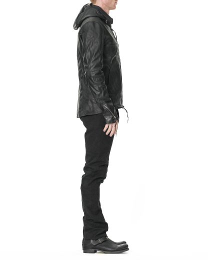 MA Maurizio Amadei J214DZHZ CUF 1.0 Men 4 Pocket Detachable Hood Biker Jacket Herren Jacke horse leather black hide m 6