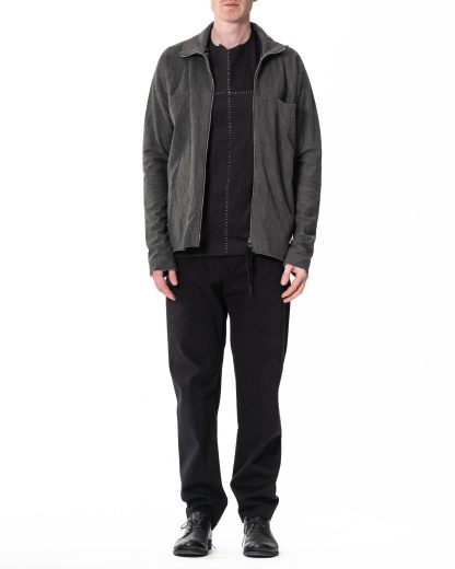 MA Maurizio Amadei macross H252DZ MJP1 Men Zipped Tall Collar Shirt Herren Hemd Jacke cotton jersey carbon hide m 3
