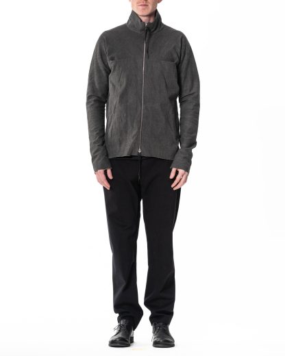 MA Maurizio Amadei macross H252DZ MJP1 Men Zipped Tall Collar Shirt Herren Hemd Jacke cotton jersey carbon hide m 5