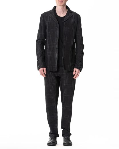 M.A Maurizio Amadei J112 LCPC Men 3 Button Back Slit Jacket cotton linen pes black hide m 3
