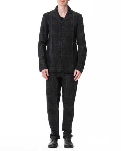 M.A Maurizio Amadei J112 LCPC Men 3 Button Back Slit Jacket cotton linen pes black hide m 4