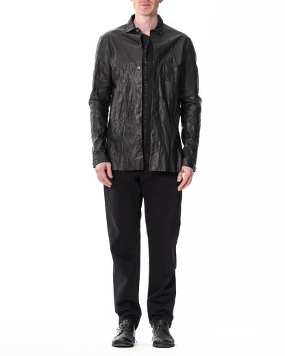 M.A Maurizio Amadei J1S SY 1.0 Men Med Fit Shirt 1 Front Pocket Herren Hemd cow leather black hide m 3