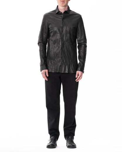 M.A Maurizio Amadei J1S SY 1.0 Men Med Fit Shirt 1 Front Pocket Herren Hemd cow leather black hide m 4