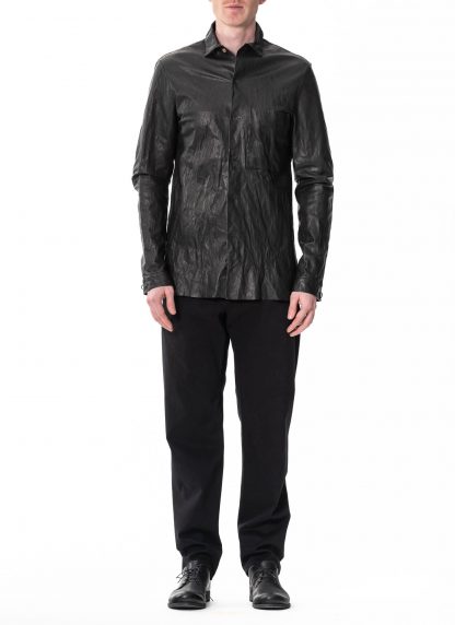 M.A Maurizio Amadei J1S SY 1.0 Men Med Fit Shirt 1 Front Pocket Herren Hemd cow leather black hide m 4
