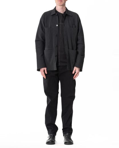 M.A Maurizio Amadei J253 CLST Men Utility Unlined Jacket cotton linen black hide m 3