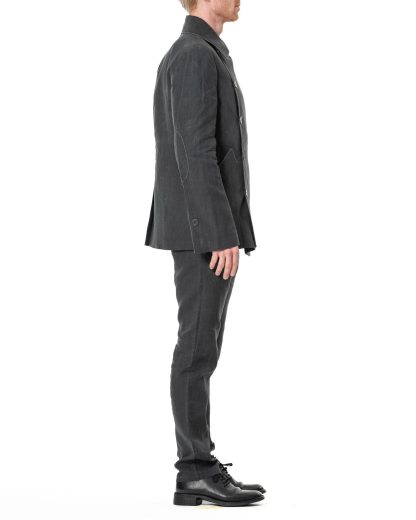 KANG MC 009 LY METAMOR Men BackElbow Split Layer Peacoat Coat Herren Jacke Mantel linen waxed cotton off grey hide m 7