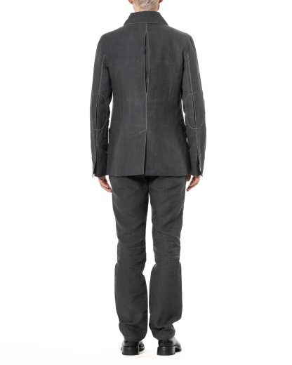KANG MC 009 LY METAMOR Men BackElbow Split Layer Peacoat Coat Herren Jacke Mantel linen waxed cotton off grey hide m 8