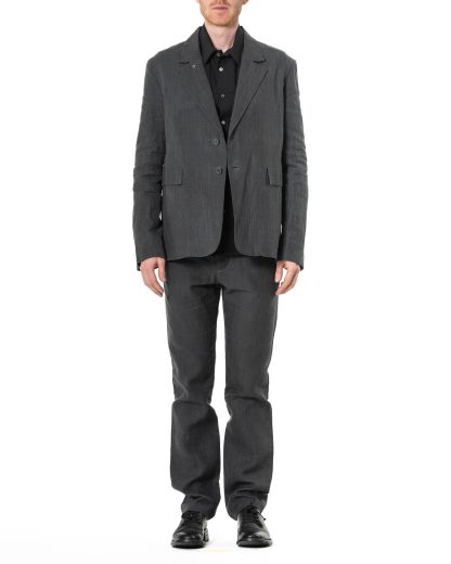 KANG MJ 010 METAMOR Men Mid Fit 3 Buttoned Jacket Herren Jacke Blazer linen waxed cotton off grey hide m 3