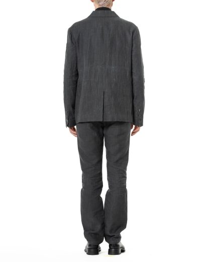 KANG MJ 010 METAMOR Men Mid Fit 3 Buttoned Jacket Herren Jacke Blazer linen waxed cotton off grey hide m 5