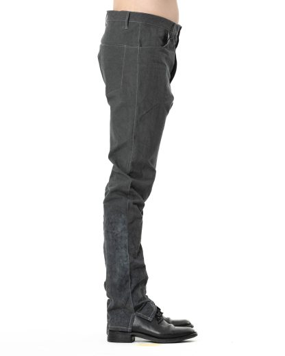 KANG MPD 010 LY COHAX CD Men Back Split Fitted Denim Pants Herren Hose Trousers cotton semi waxed off black hide m 4